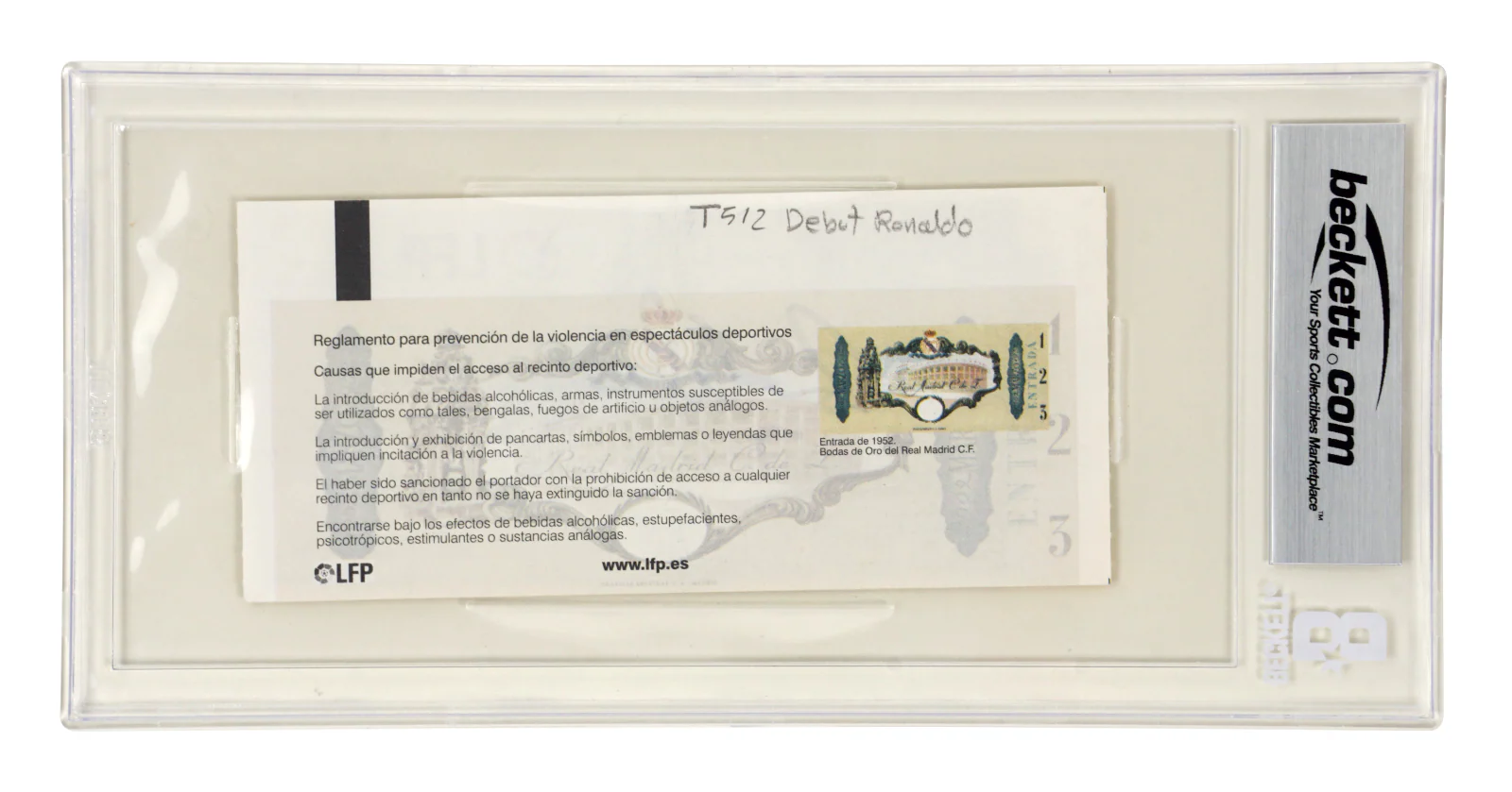 Ronaldo Nazario Signed 2002 Real Madrid Debut + 2 Goals Match Ticket – BGS 4 - Image 2