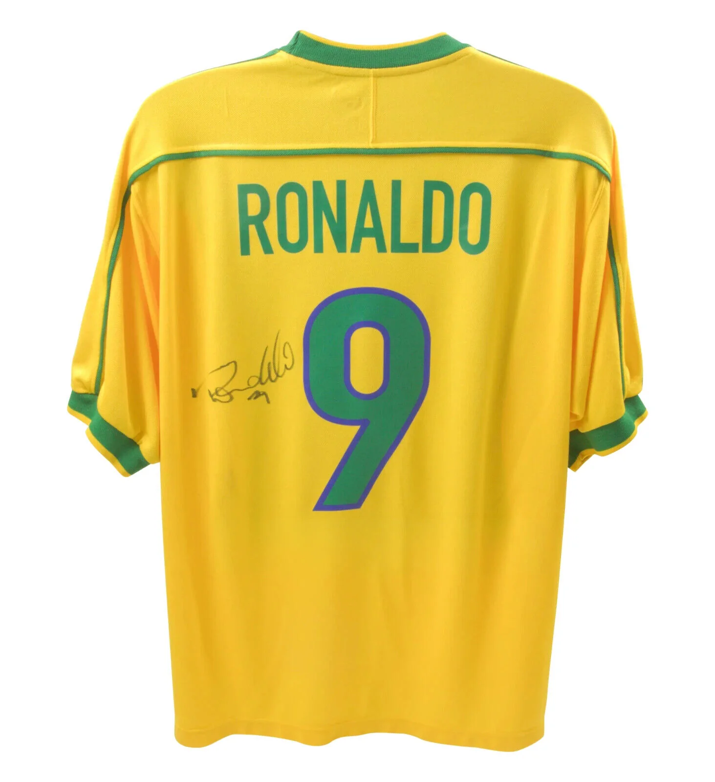 Ronaldo Nazario Signed Brazil FC Home Soccer Jersey #9 with Beckett COA - Image 3