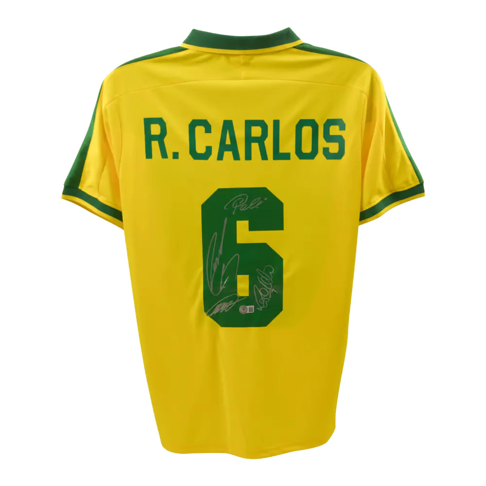 Ronaldo, Pele, Kaka & Carlos Signed Brazil FC Soccer Jersey with Beckett COA - Image 3