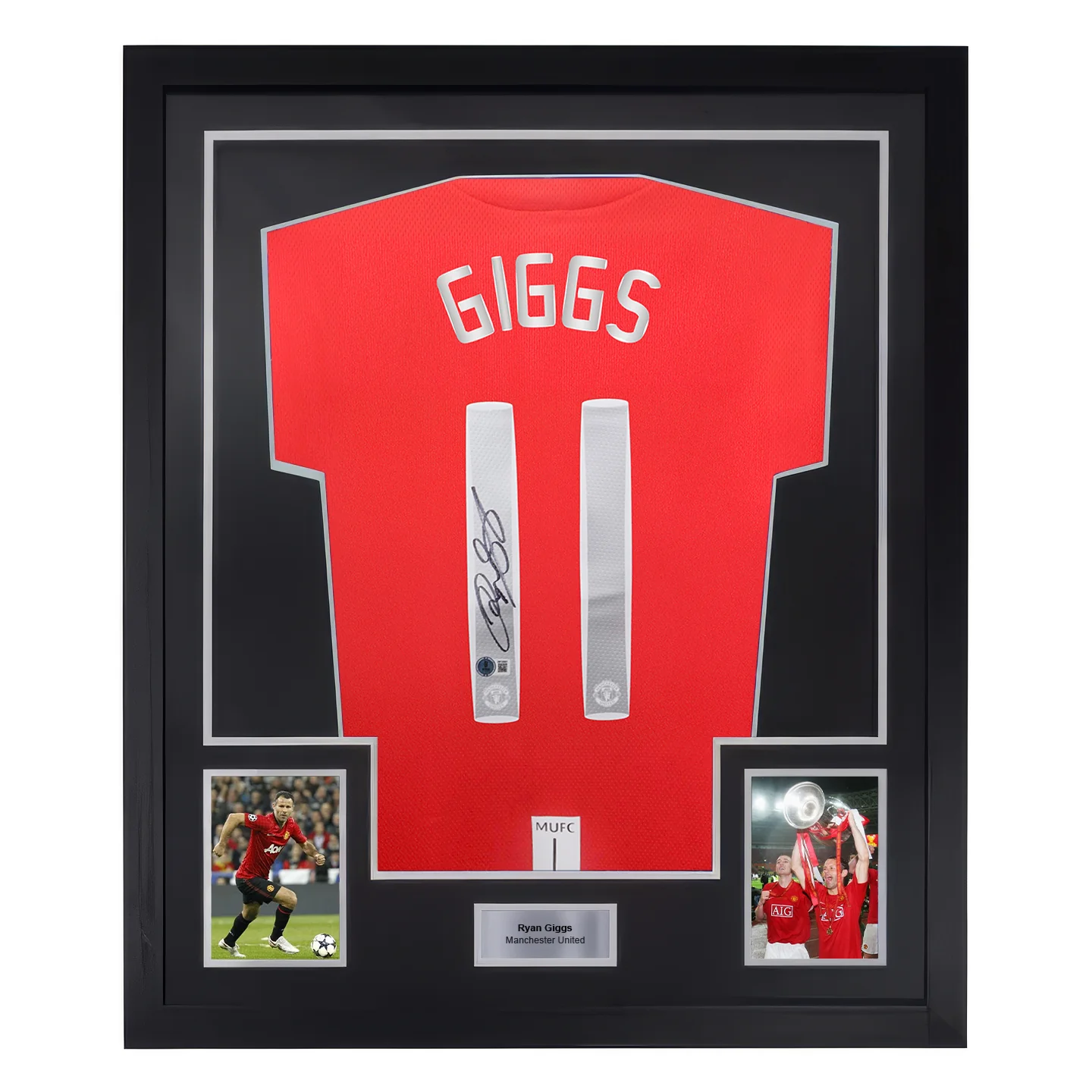 Framed Ryan Giggs Signed Manchester Utd 08 UCL Final Jersey #11 with Beckett Witness