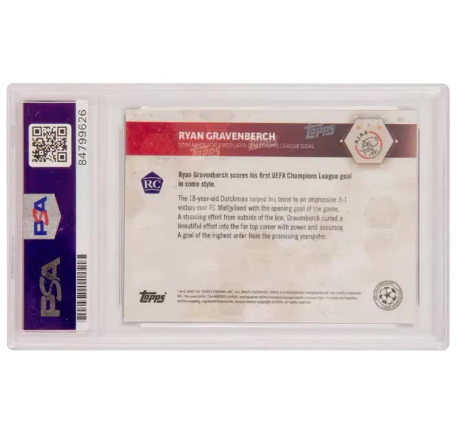 Ryan Gravenberch Signed 2020-21 Topps Now UCL Rookie #23 – PSA Authentic - Image 2