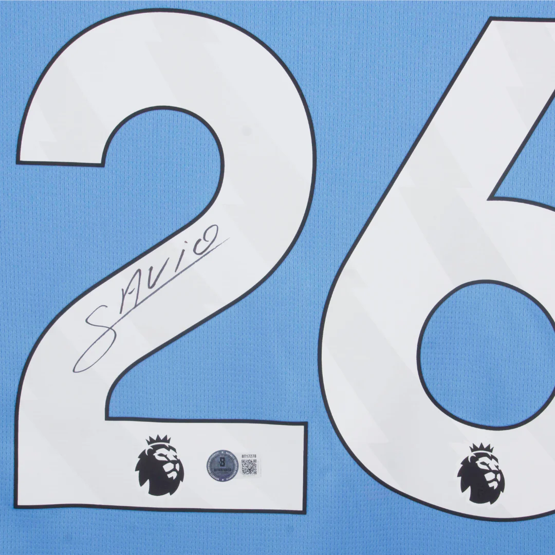 Framed Savinho Signed Manchester City Home Soccer Jersey #26 with Beckett COA - Image 2