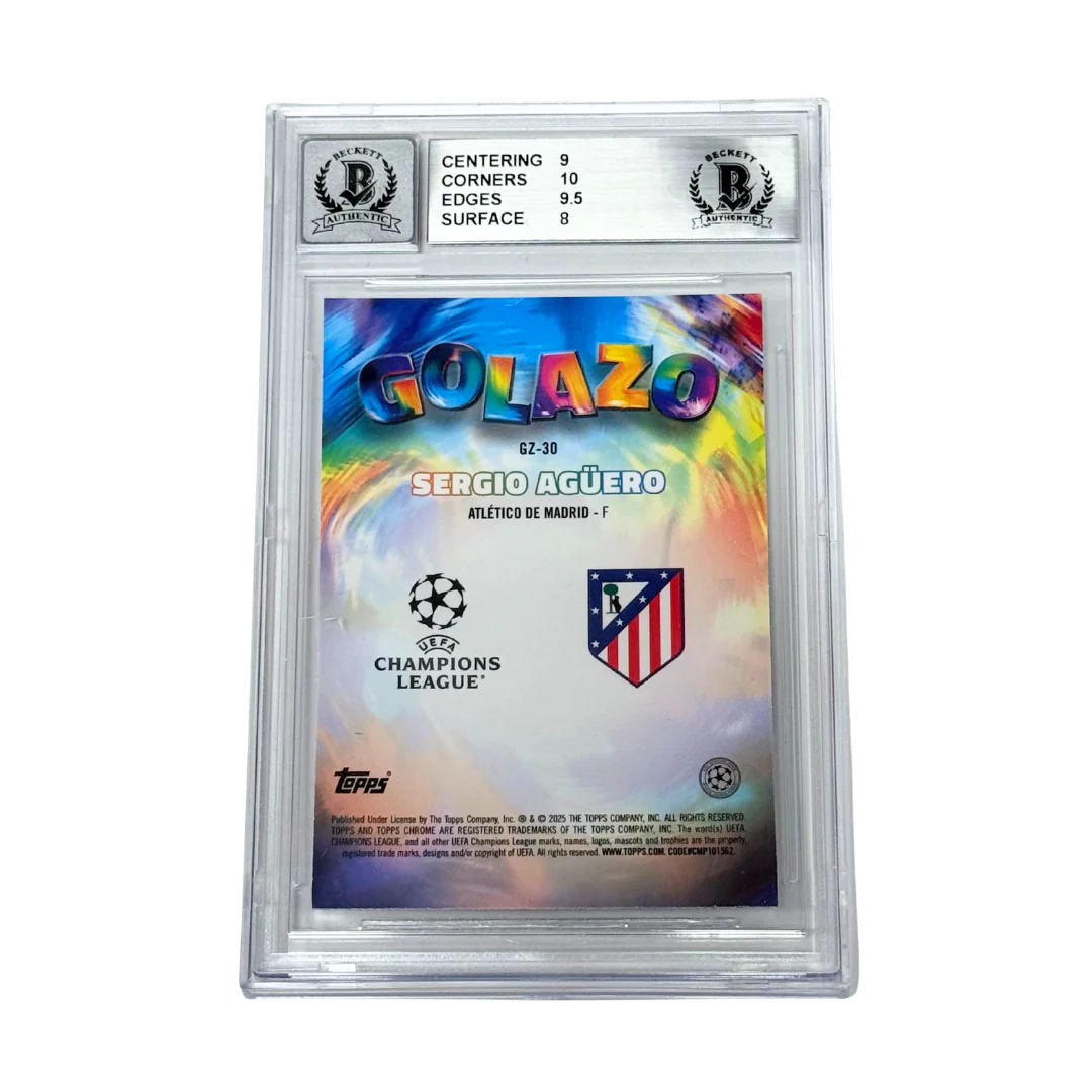 Sergio Aguero Signed 2024-25 Topps Chrome UCC Golazo – BGS 9 AUTO 10 - Image 2
