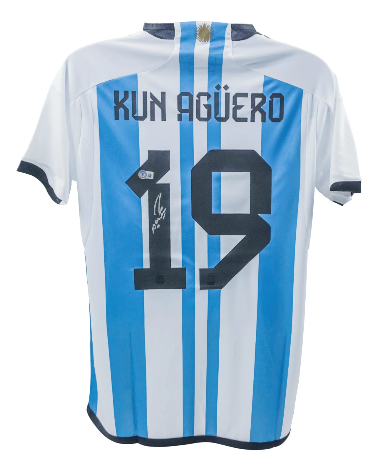 Framed Sergio Aguero Signed Argentina FC Home Soccer Jersey #19 with Beckett COA - Image 3