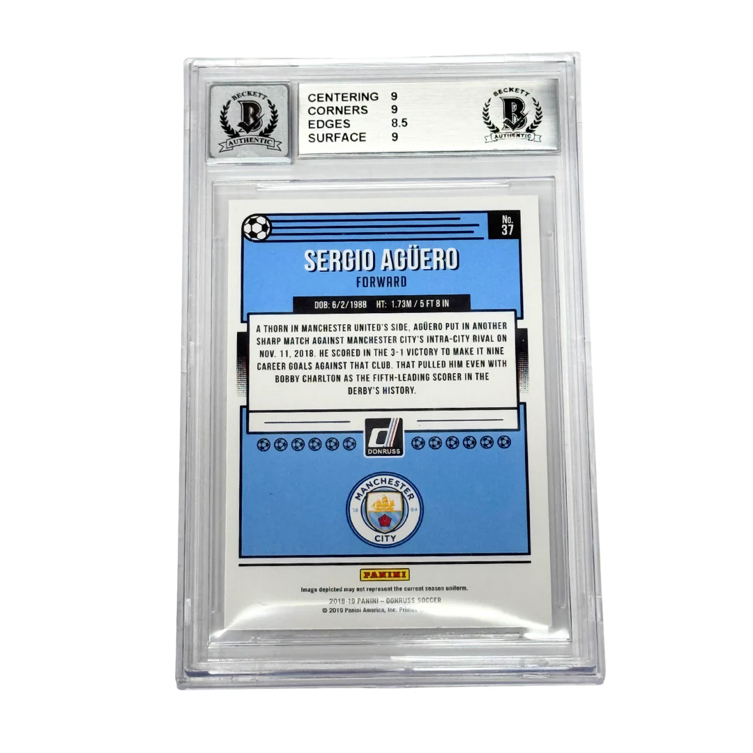 Sergio Aguero Signed & Inscribed "Aguerooo" 2018 Panini Donruss – BGS 9 AUTO 10 - Image 2