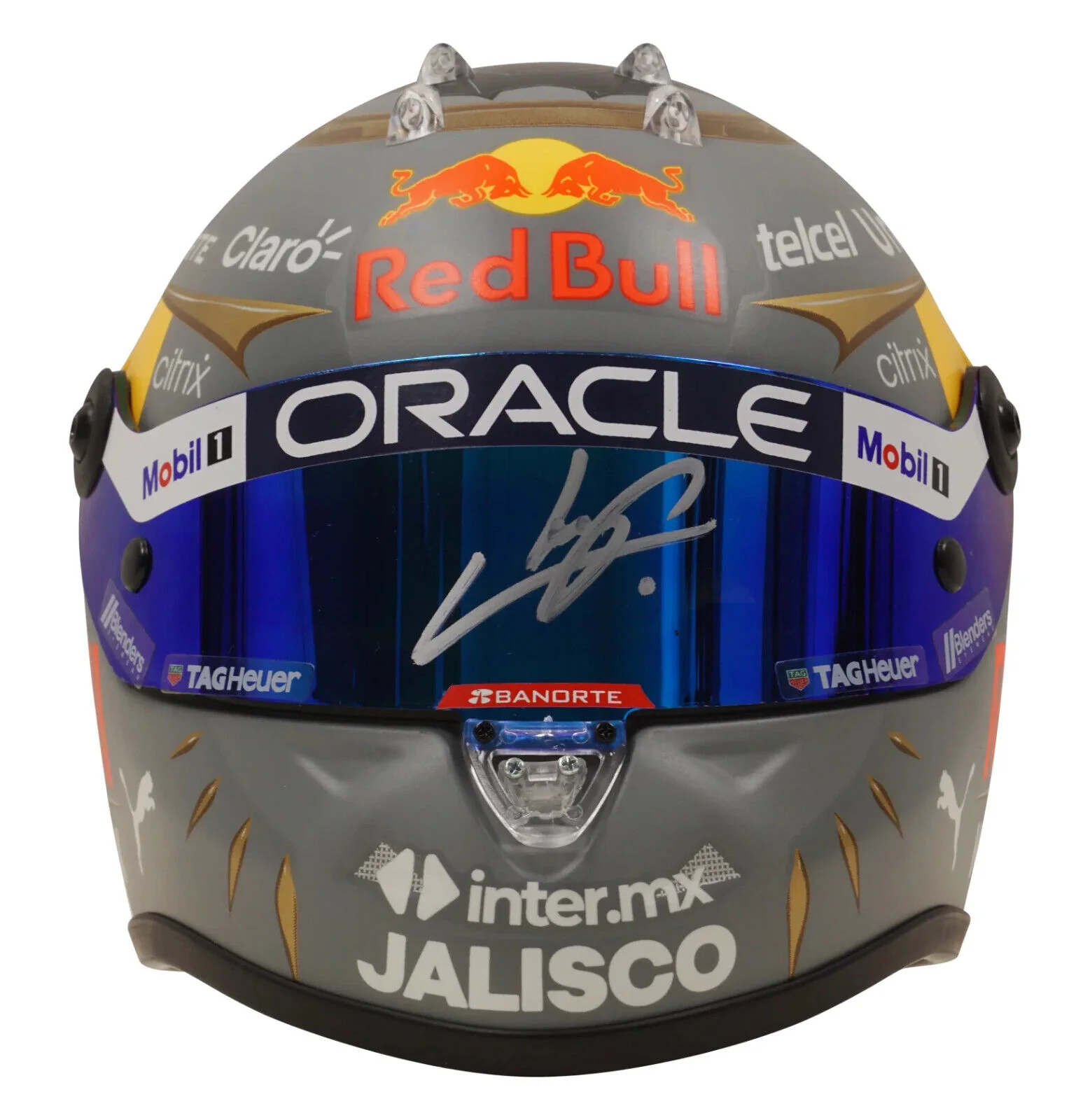 Sergio Perez Signed 2022 Brazil F1 RedBull Helmet 1:2 Scale with Beckett COA - Image 2