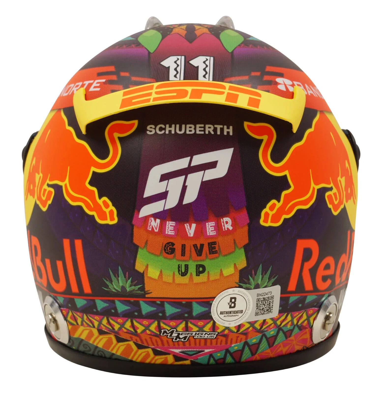 Sergio Perez Signed 2023 Mexico F1 RedBull Helmet 1:2 Scale with Beckett COA - Image 5