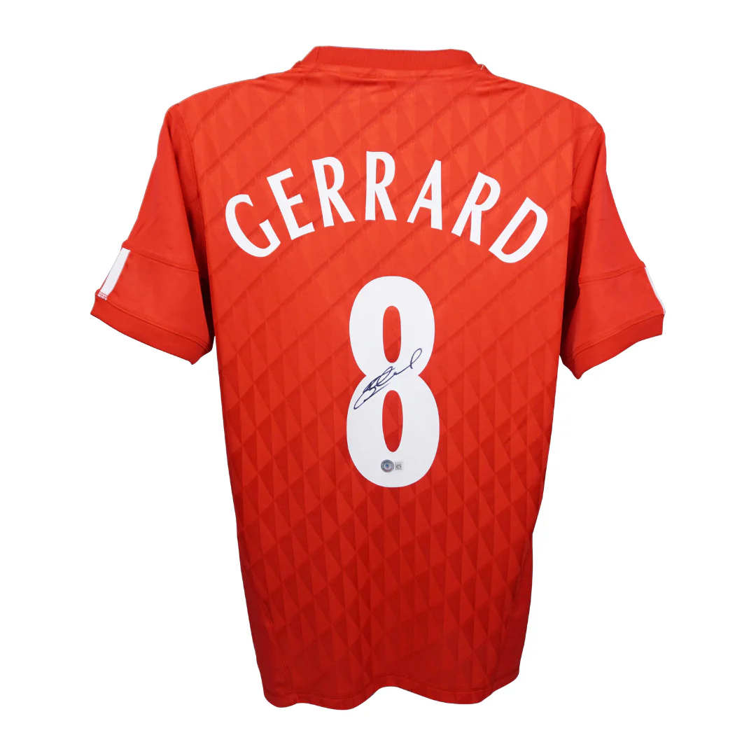 Framed Steven Gerrard Signed Liverpool Home Soccer Jersey #8 with Beckett COA - Image 3