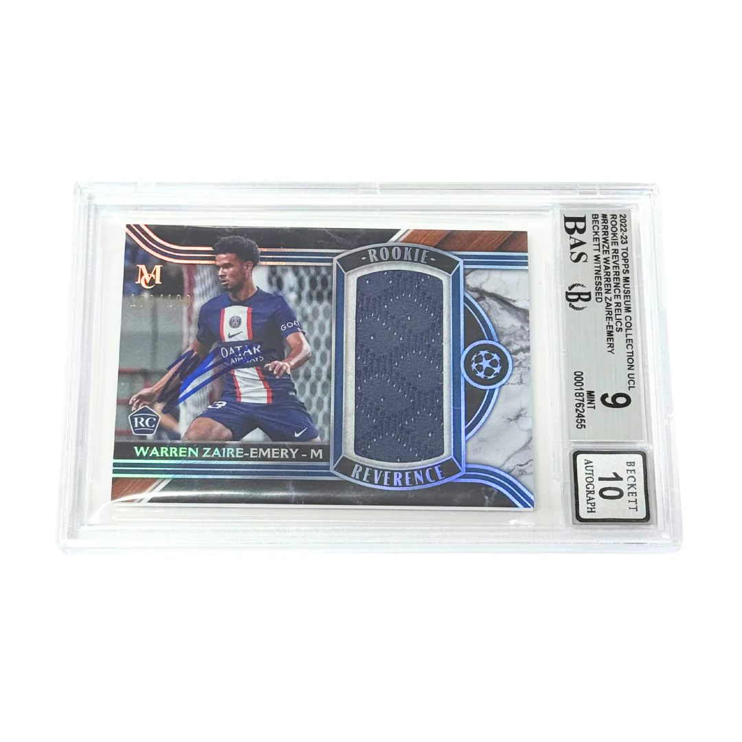 Warren Zaire-Emery Signed 2022 Topps Museum UCL Rookie Relics /199 – BGS 9