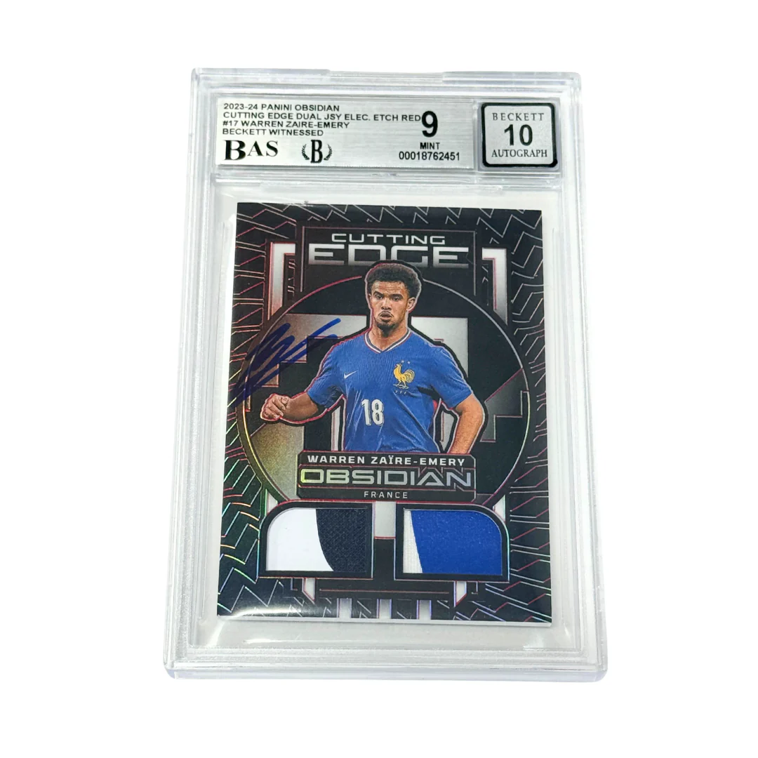 Warren Zaire-Emery Signed 2023 Panini Obsidian Cutting Edge Red /25 – BGS 9