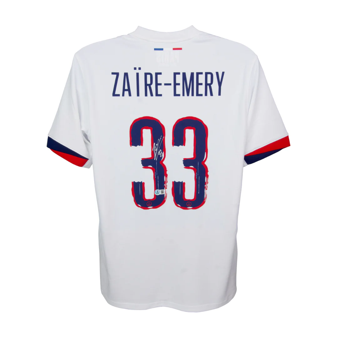 Framed Warren Zaire-Emery Signed PSG Away Soccer Jersey #33 with Beckett Witness - Image 3
