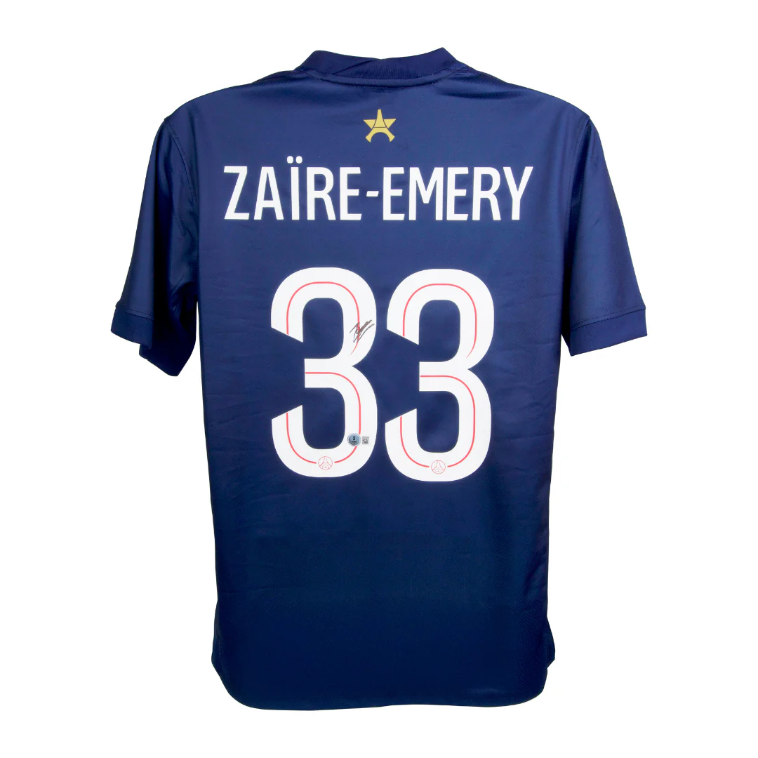 Framed Warren Zaire-Emery Signed PSG Home Soccer Jersey #33 with Beckett Witness - Image 3